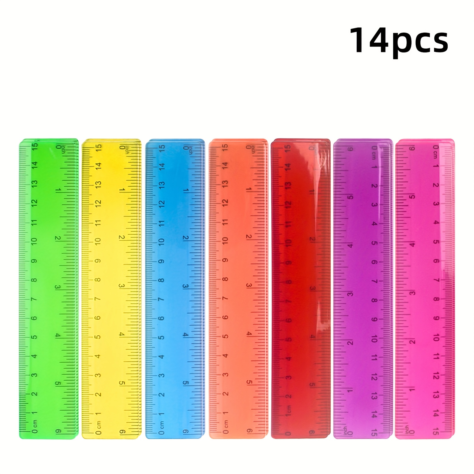 Image of 15cm 6-inch Transparent Colorful Ruler Set In 7pcs/14pcs Packs With Suitable For School Office And Art Projects Durable And Lightweight