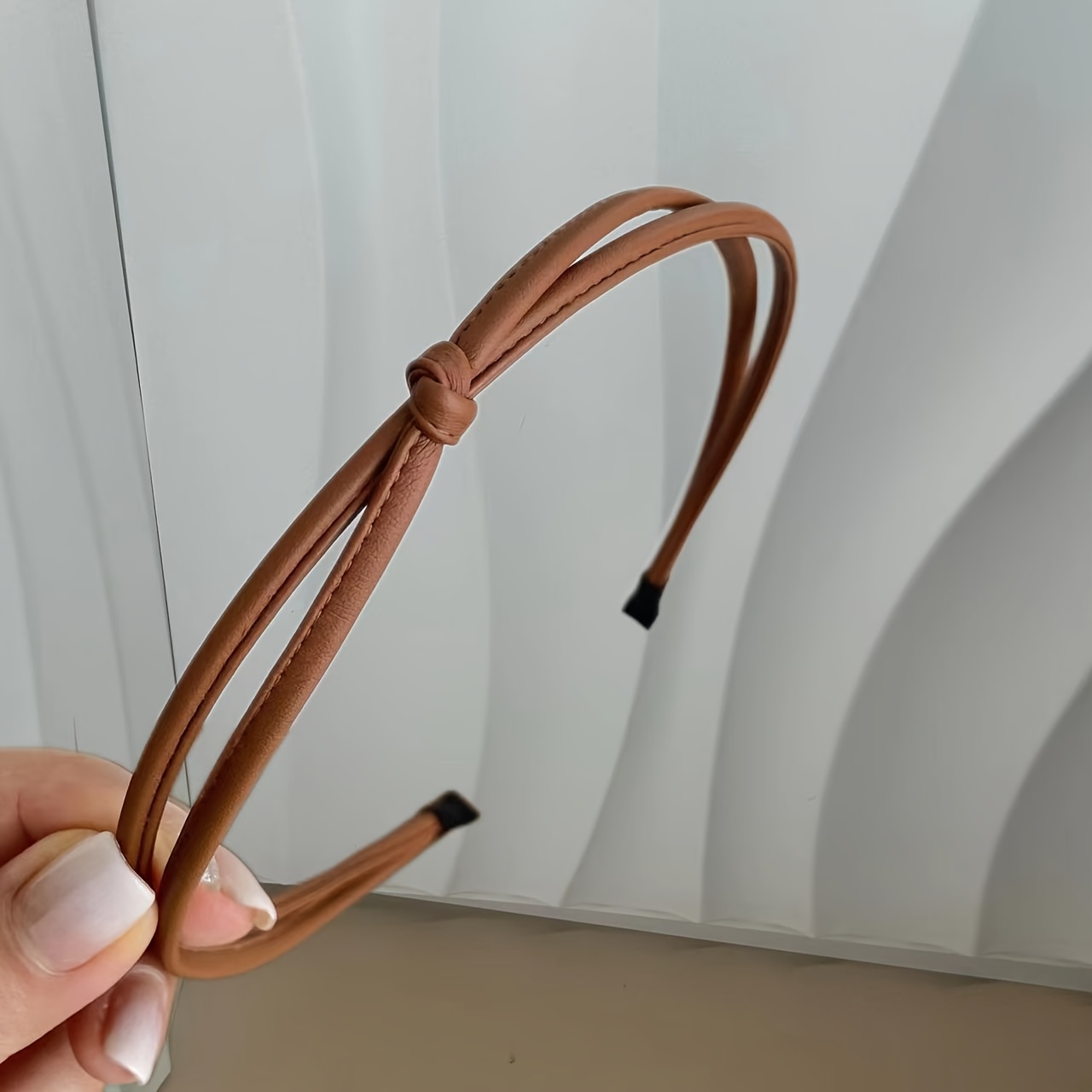 Pu Leather Knotted Thin Headband, Simple And Versatile Hair Accessory