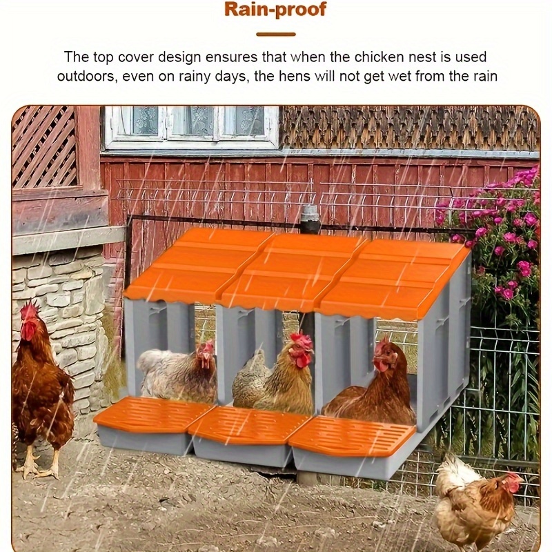 

Plastic Chicken Coop Nest Box - Rainproof Poultry Egg Laying House With Double Collection Covers, Gathering, No Electricity Or Battery Required - Set Of B-series Twin Nesting Boxes In Orange