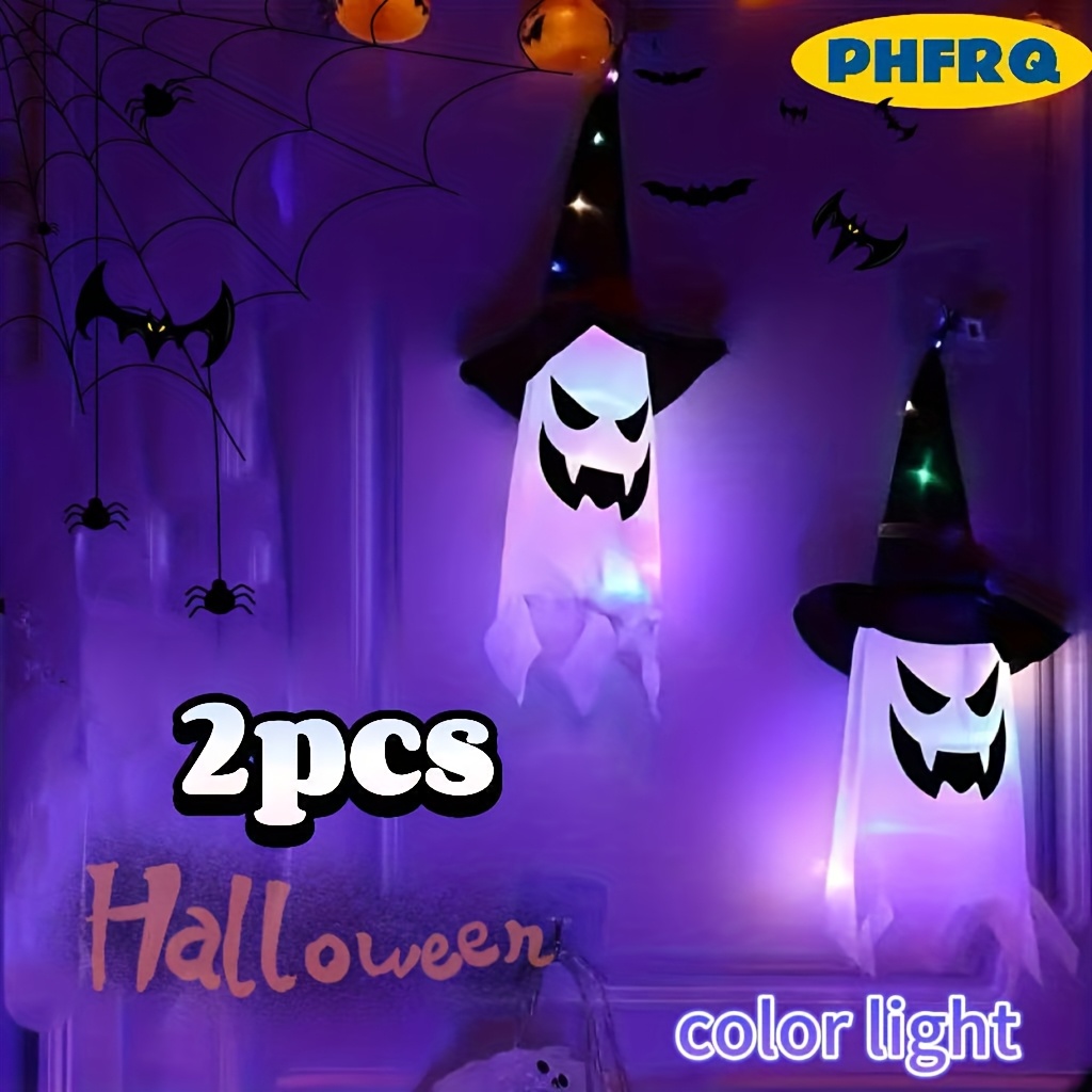 Phfrq Halloween 2pcs Hat Lights, Hanging Decorations, Button Battery Powered, Suitable For Garden Trees, And Windows Outdoor Decorations, A For Holiday Decorations And Gifts, Halloween Decorations