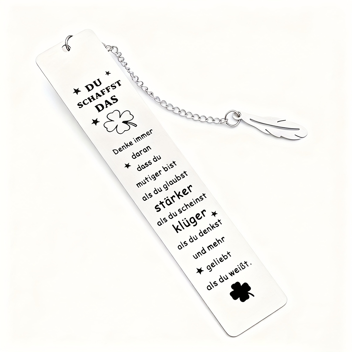 German Motivational Bookmark '' - Stainless Charm Book Marker, Inspirational Gift For Book Lovers