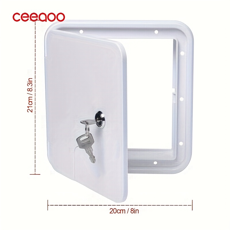 Image of 1pc Ceeaoo Camper Trailer Towing Vehicle Door Power Cord Outlet Cable, 8x8.5 Inches, White, With Key, Made Of Abs Material, For Exterior, Indoor Decoration, Internal Function