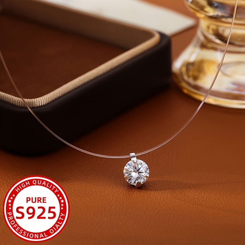 Women's Transparent Personalized Zirconia Pendant Necklace