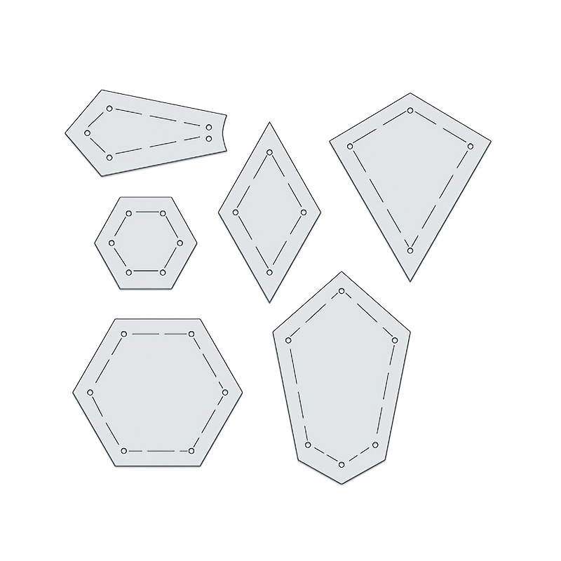 TEMU Ensemble de 6 gabarits de patchwork, comprenant des plaques de Dresde à fleurs grandes et petites, des hexagones de 1 pouce et 1/2 pouce, des de