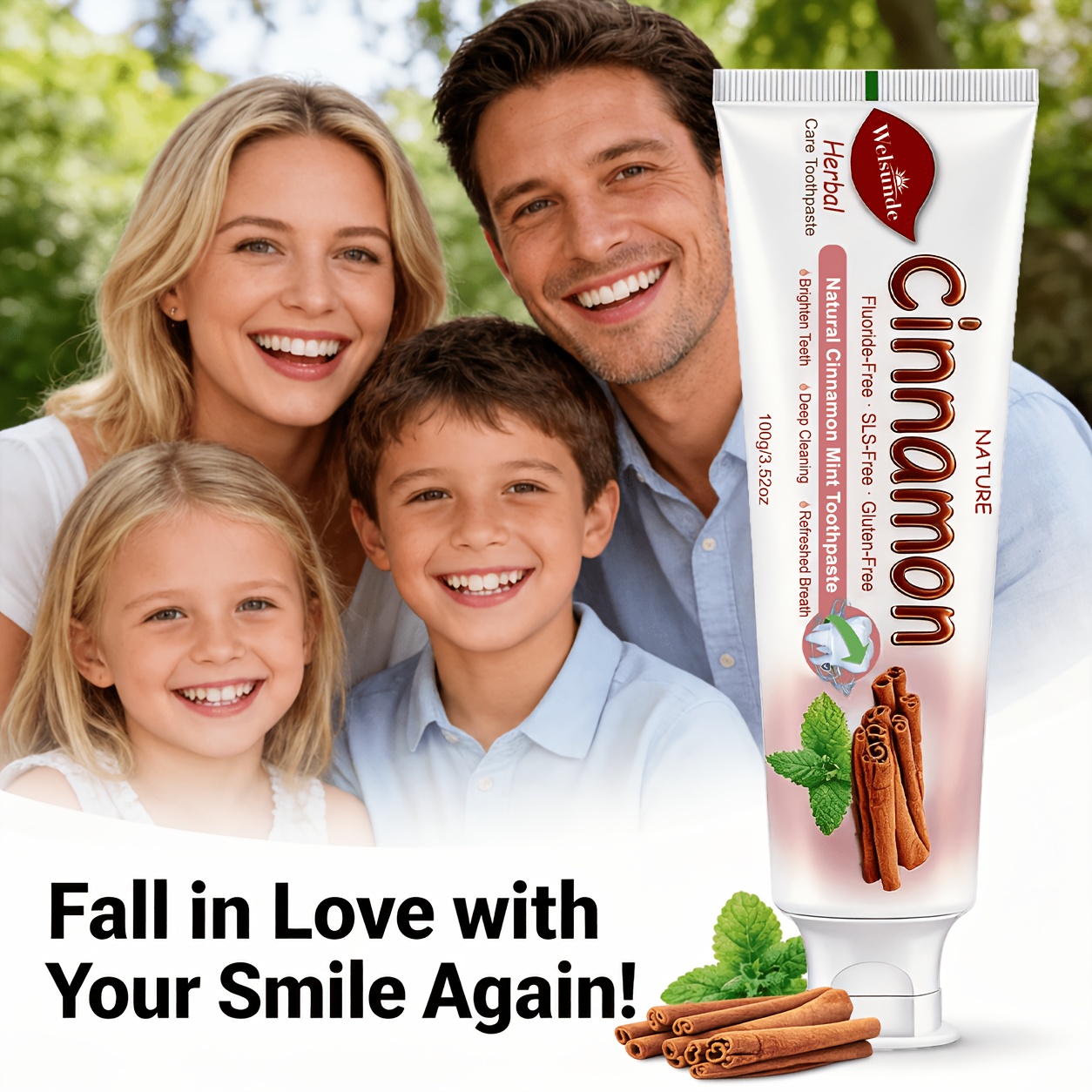 Upgraded Ultra Instant Bright Cinnamon Mint Toothpaste