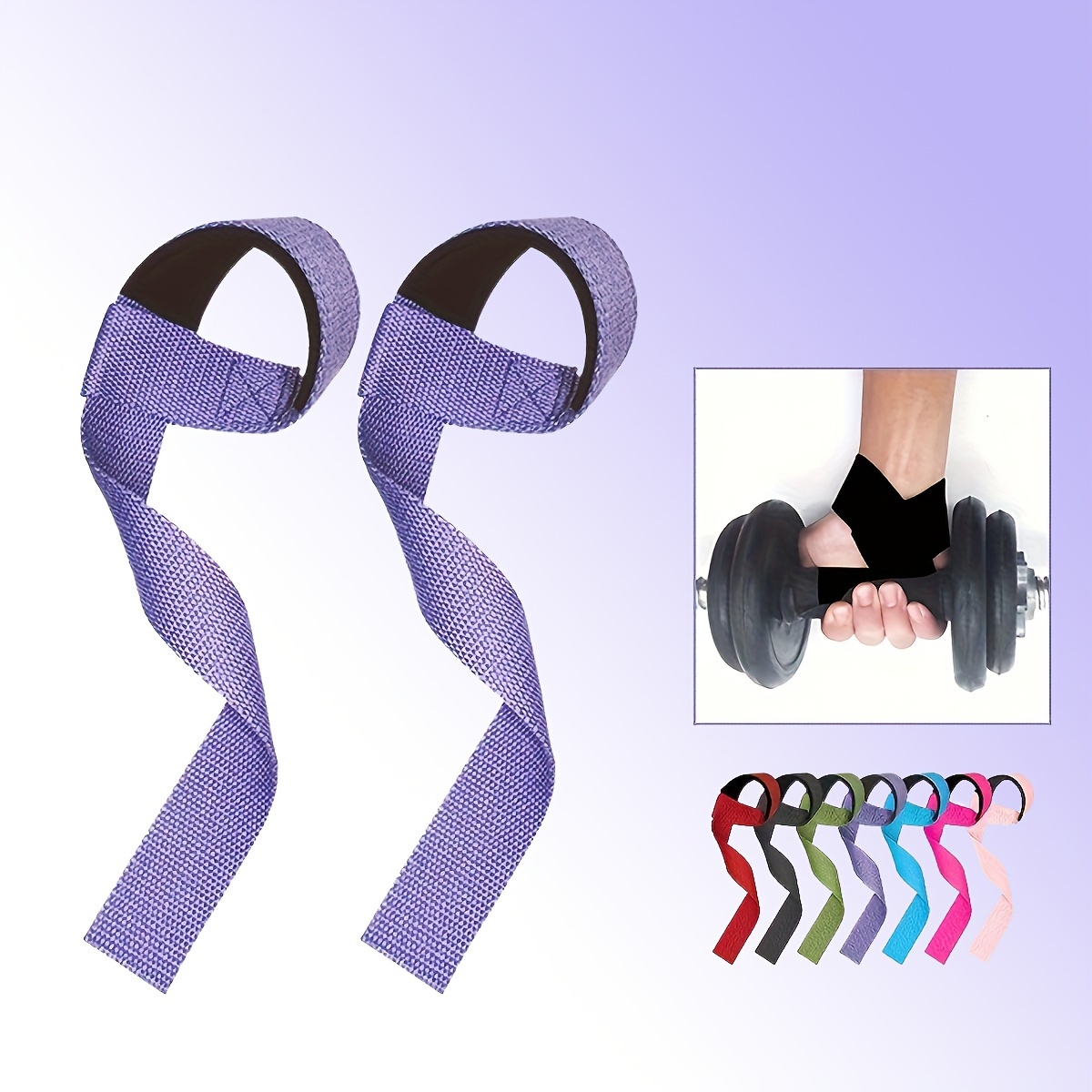 

2pcs Adjustable Fitness Wristbands - , Non-slip Support Straps For Dumbbells, & Weightlifting - Polyester In Purple, Red, Black With Palm Protection