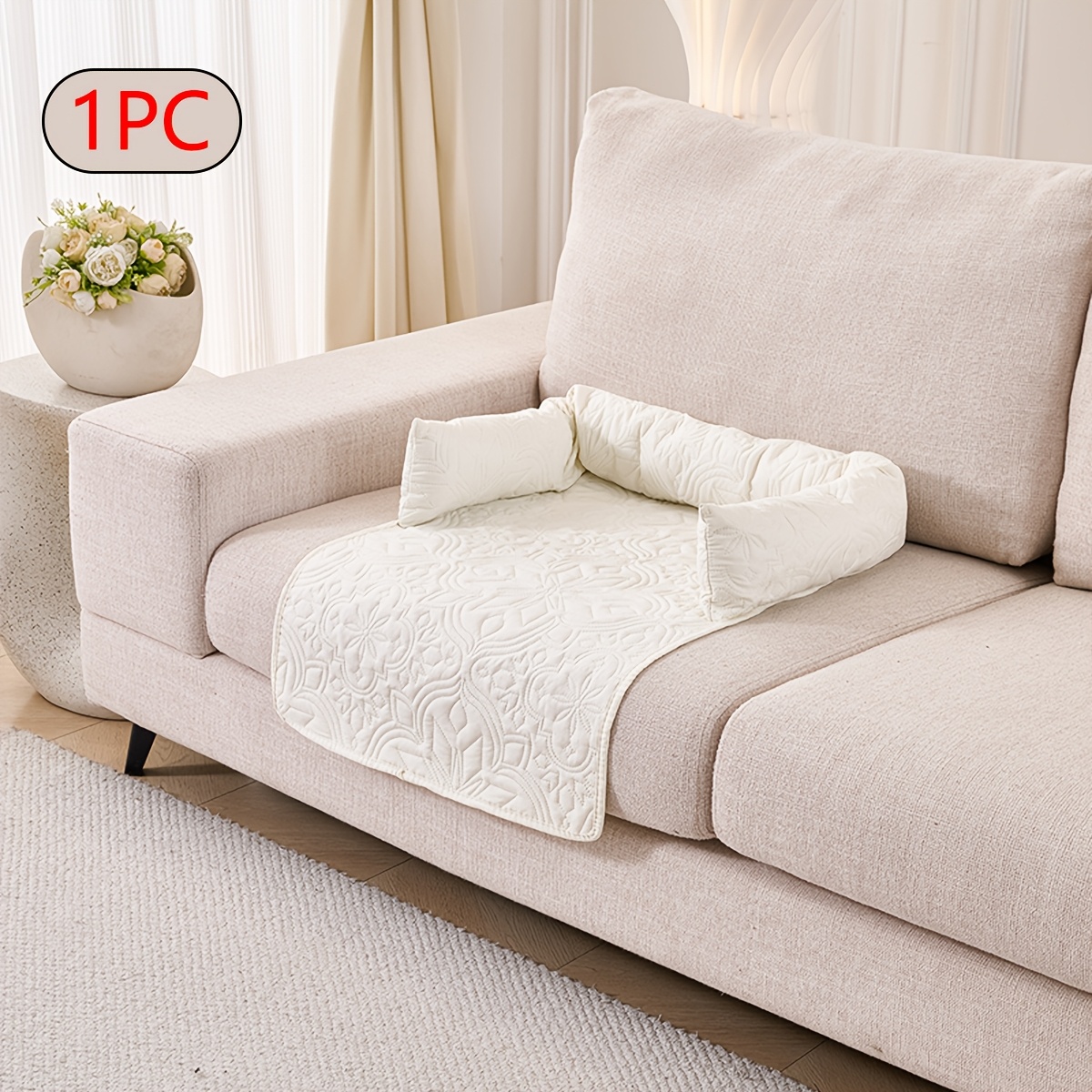 TEMU Maple Catkins 1pc Pet-specific Mattress, Universal Pet Sofa Protector Pad For Cats And Dogs, With Neck-supporting U-shaped Edge For Dog Beds,