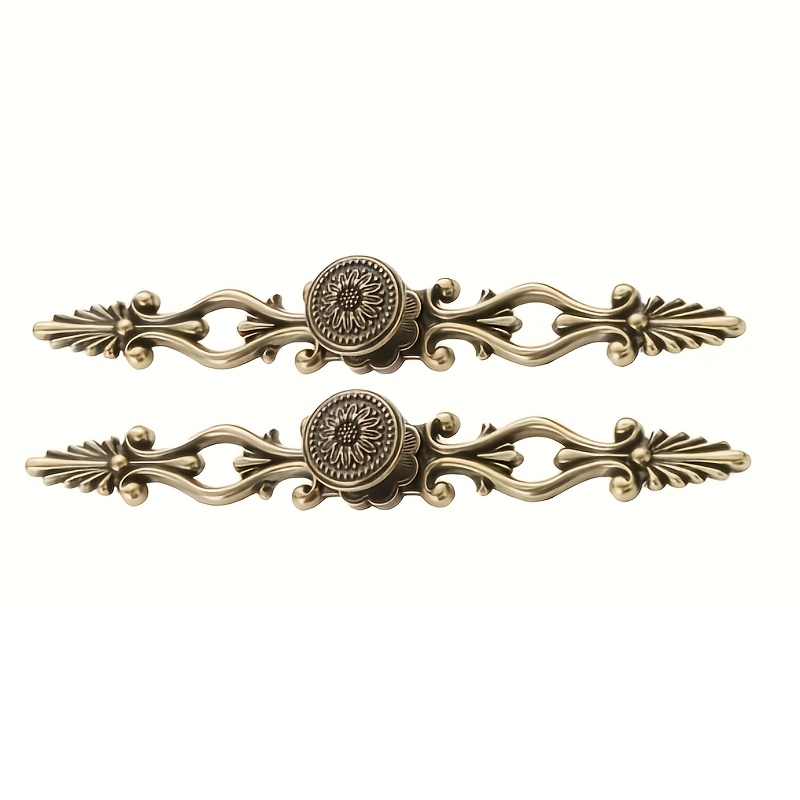 TEMU Decorative Cabinet Door Handles | Large Door Pulls | With Painted End | Solid Construction | Exquisite Floral Patterns | Suitable For Furniture,