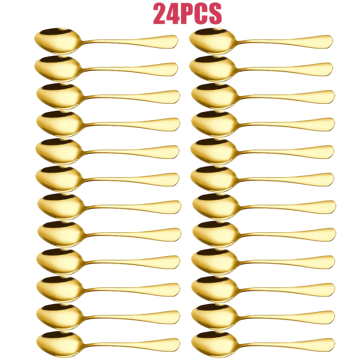 TEMU 8/12/24 Stück Premium Edelstahl Teelöffel, luxuriöser goldener Kaffee Löffel, (5,51 Zoll) Dessertlöffel Eiscreme Löffel, eleganter Mini Löffel
