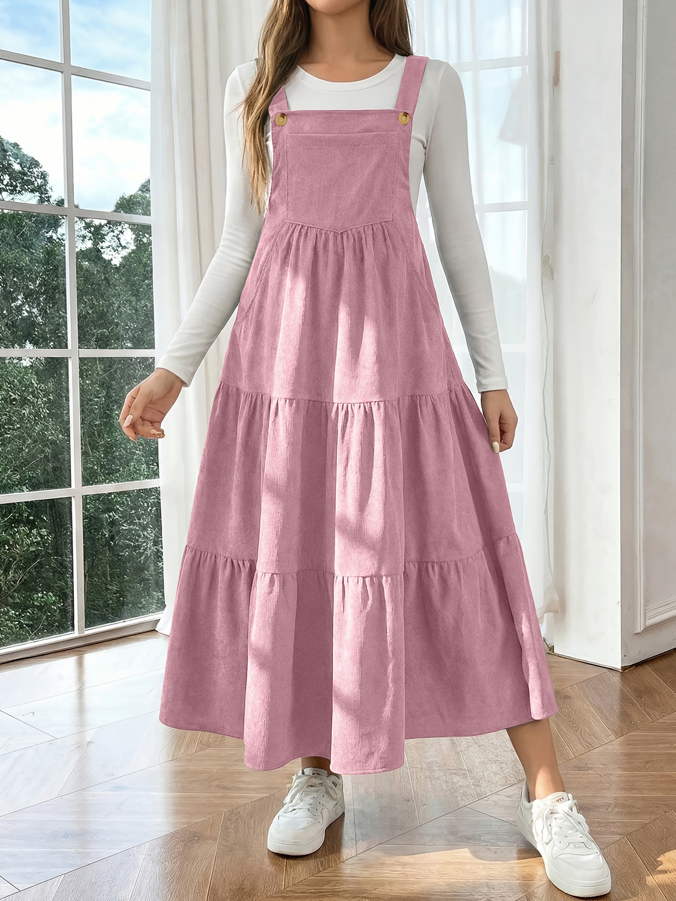 overall dress in winter plus size figure flattering corduroy a lazy The dress runs true Cheap Tea Length Wedding Dresses A-Line/Princess Cowl Neck Bridesmaid Size:3 - 4Y Dress