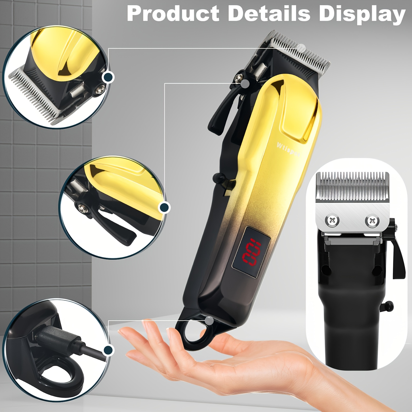 3-in-1 Set/2-in-1 Set/1pc Men's Hair Clipper Set And Beard Trimmer Set Men's Hair Clippers USB Charging Hair Clipper - LCD Power Display Suitable for Travel And Home Use, Comes with 4 Comb Attachments Men's Gift Birthday Gift Christmas Gift 10 3-in-1 Set/2-in-1 Set/1pc Men's Hair Clipper Set And Beard Trimmer Set Men's Hair Clippers USB Charging Hair Clipper - LCD Power Display Suitable for Travel And Home Use, Comes with 4 Comb Attachments Men's Gift Birthday Gift Christmas Gift - Image 10