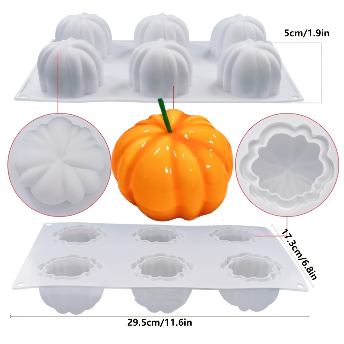 Halloween 6- Pumpkin Cake Mold, French Cake Mold Mousse Dessert Silicone Mold Pumpkin Mousse Cake Mold