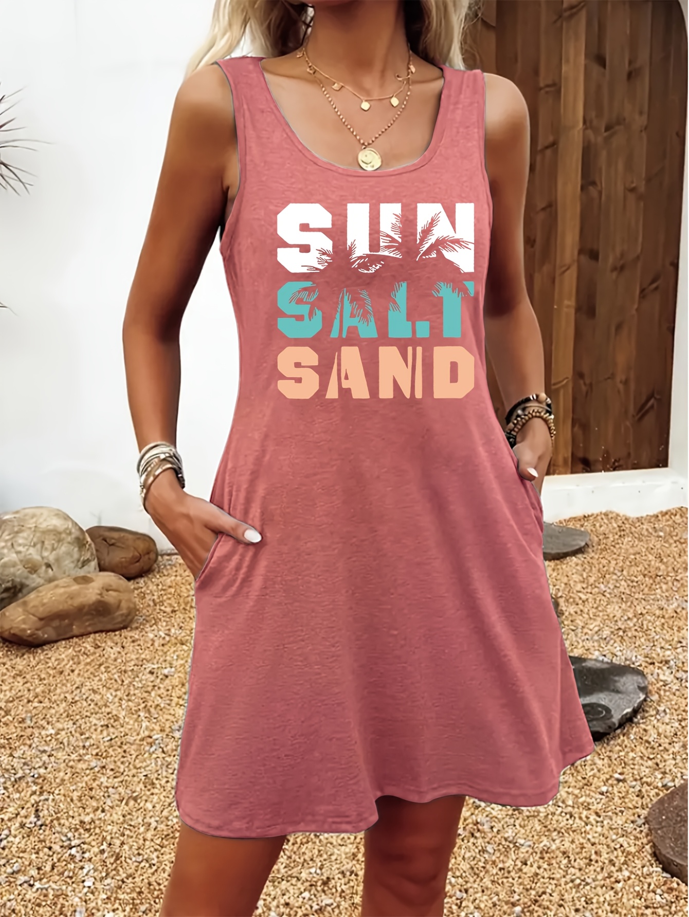 womens graphic print sleeveless tank dress tropical - Temu Georgia