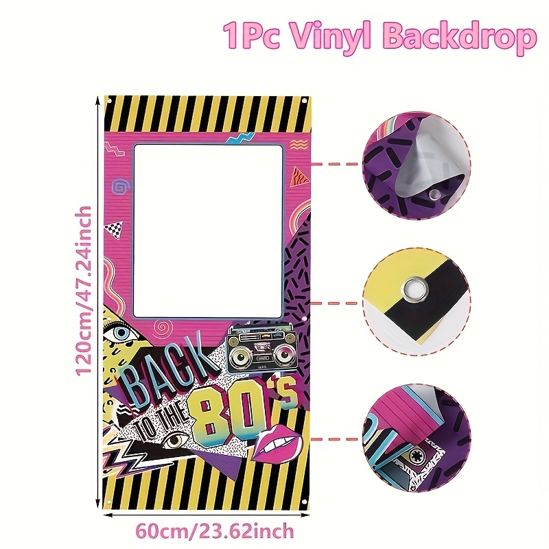 TEMU 1pc, Retro 80s Backdrop, 47.24 .62 Inches, 1980s Theme Party Banner, Birthday Party Background Decoration, Wedding Bride Gift Party Decor, Event