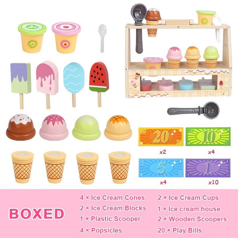 Image of Wooden House Simulation Ice /cookie House Toy, 1 With Ice Cream And With , Stem Education Kitchen Baking Toy Suitable For Family Parties, Christmas/birthday Gifts