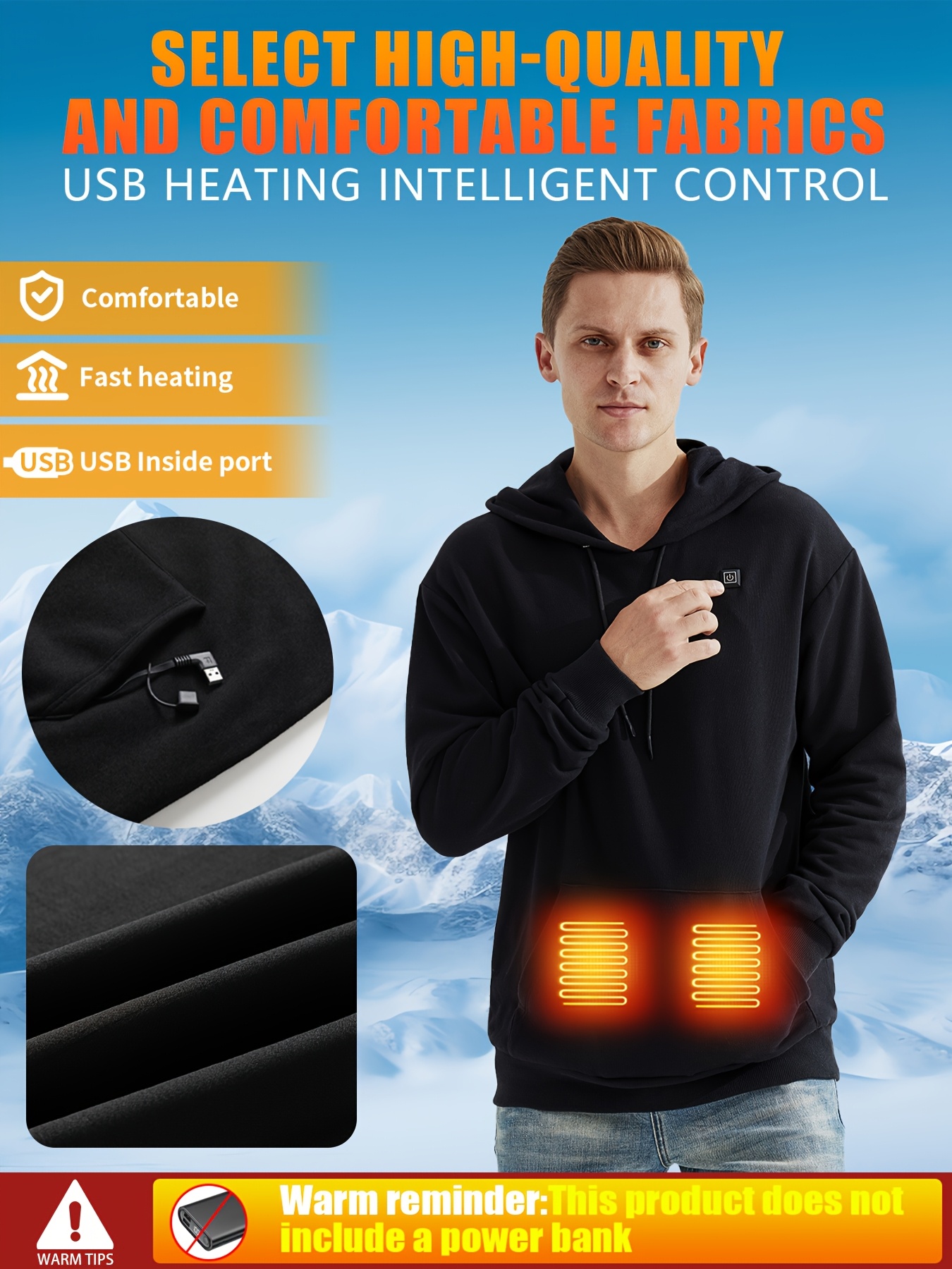 Men'S 5-Zone Heated Hooded Sweatshirt & Suit, Heated Coat, Heated Hoodie, Heated Vest Men, Mens Hoodies, Winter Coats For Men, Winter Gear, Heated Clothes, Heated Sweatshirt, Heating Coat, Winter Camping, Heating Vest, Heated Suit, Heating Clothes