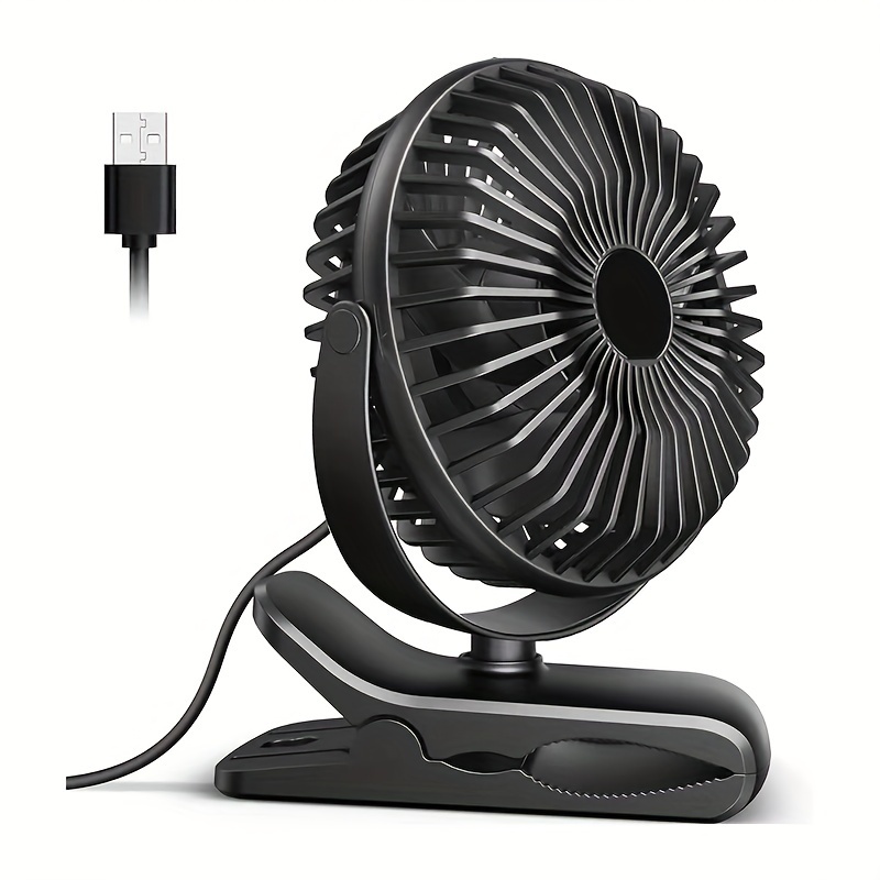 

Small Clip On Fan, 3 Speeds Usb Fan With Strong Airflow, Clip & Desk Fan Usb Plug In With Sturdy Clamp - Ultra Quiet Operation For Office Dorm Bedroom Stroller