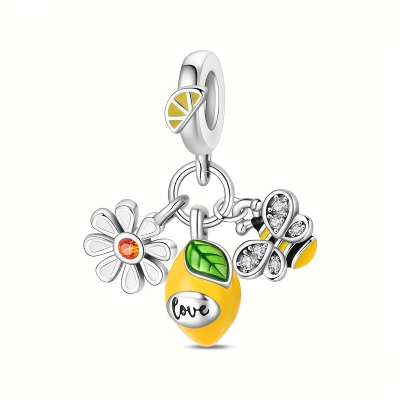Image of 1pc Silver Plated Fruit Lemon Charms Suitable For Original 3mm Bracelet Necklace Keychain Charms Making Women's Gifts For Daily Birthday Party Holiday Gifts