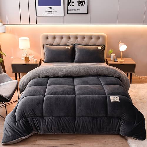 Artikelbild . dicke, weiche lammdecke, ultra-atmungsaktive ganzjahresdecke, doppelseitig, box- , einfarbige decke, für schlafzimmer, warme herbst- und winterdecke, geschenk,