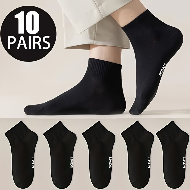 TEMU 10 Pairs Of New Breathable And Sweat-absorbing Sports Socks For Spring And Summer, Featuring A Easy Letter Design, Suitable For Men And Women,