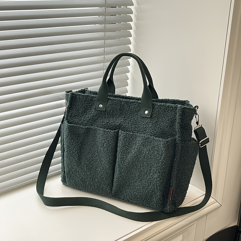 Image of Fashionable Women's Crossbody Bag, New Fashionable Tote Bag, Optional Large Capacity Double Pocket Hand-held Shoulder Bag, Versatile For Commuting, Shopping, Leisure, Plush Travel Bag