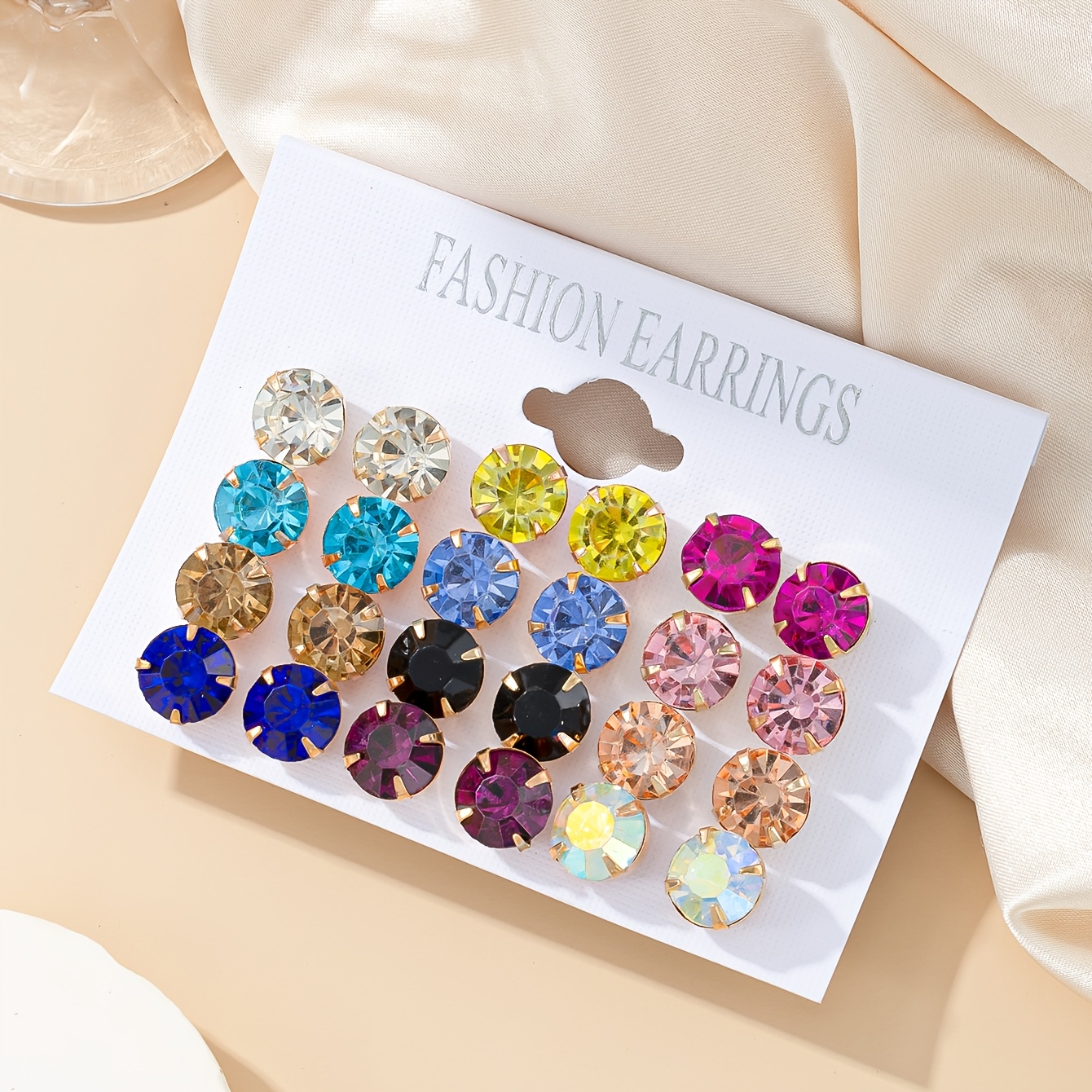 TEMU A Set Of 12 Pairs Of Exquisite, Fashionable And Simple Large Earrings In A Bright And Colorful Design. , Suitable For Women. Earrings As A Gift