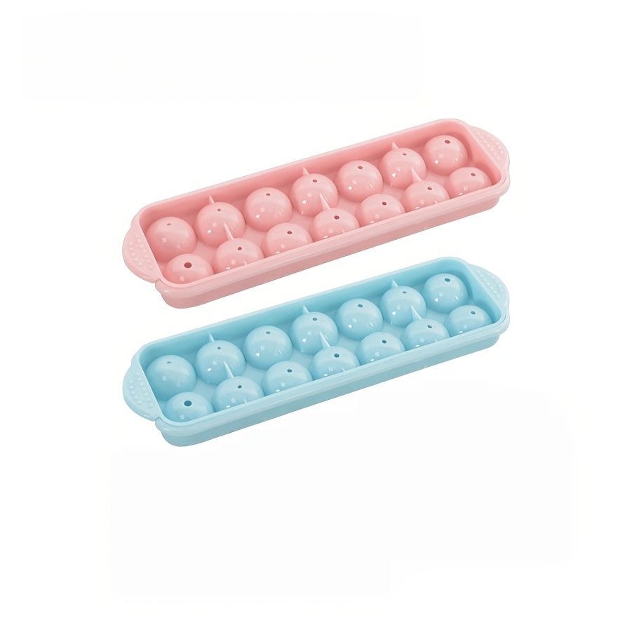 TEMU 2pcs Ice Cube Tray Set, Homemade Freezer Ice Mold With 14 Round And Heart-shaped Compartments, Essential For Home Refrigerators, Bar Drink