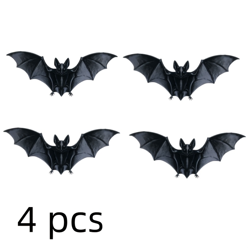 Image of 4pcs For Halloween Bat Decorations Hanging Ornaments, Decor For Halloween, Office, Home, Holiday Events, Indoor & Outdoor Use, For Halloween Decorations