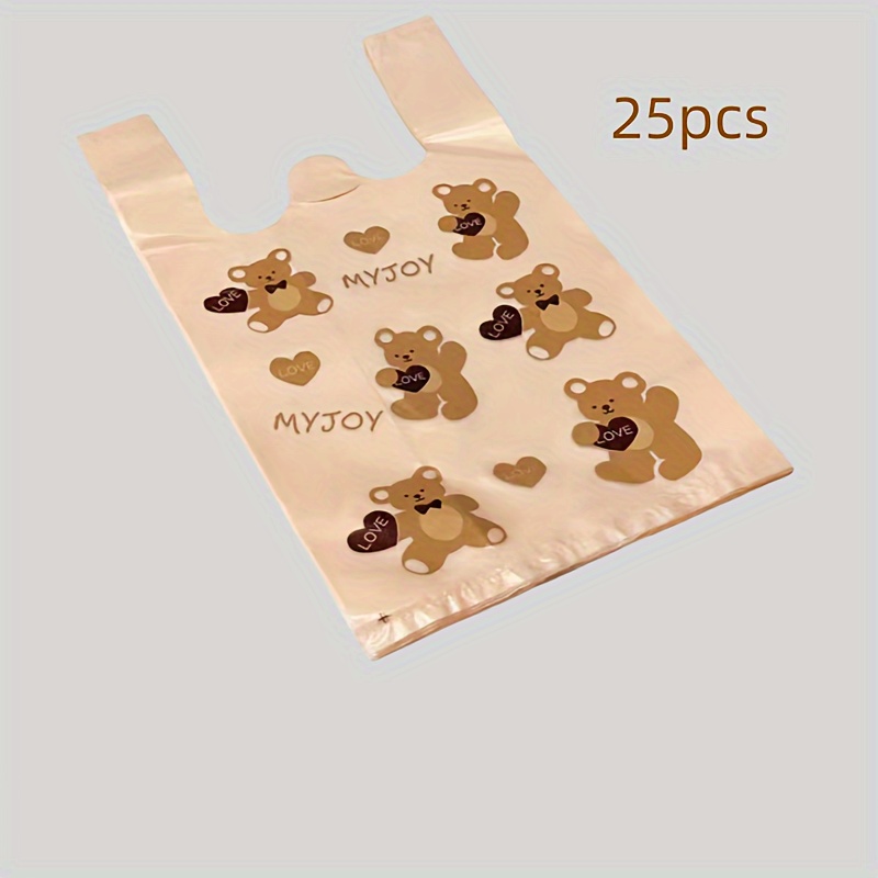 25 50pcs thick gift bag cute teddy bear pattern tote bag fashionable shopping bag wedding birthday party jewelry accessories and candy gift chocolate packaging small accessory packaging bag details 1