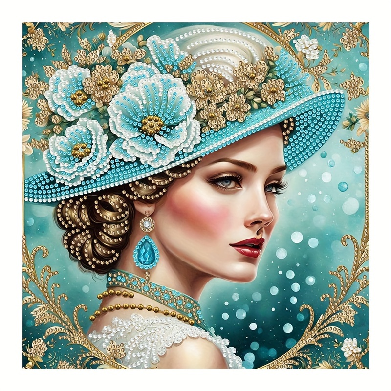 

Diy 5d Diamond Painting Kit "elegant Woman With Hat" | Unique Irregular Diamonds | Full Canvas Art | Handcraft Home Decor Gift | Frameless 30x30cm/11.8"x11.8" (1pc)