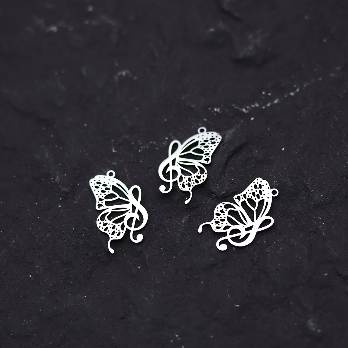 Set Of 3 Musical Notes, Wings, And Charms For Jewelry Making, Including Stainless Steel Pendants Suitable For Trendy Earrings, Necklaces, And In Bulk