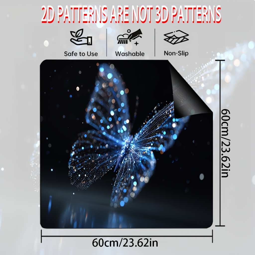 TEMU 1pc, 2d Flat, 2d Print Induction & Induction Cooktop Protector With Blue Design Protective Mat For A Stove Cover, Kitchen Necessities,suitable