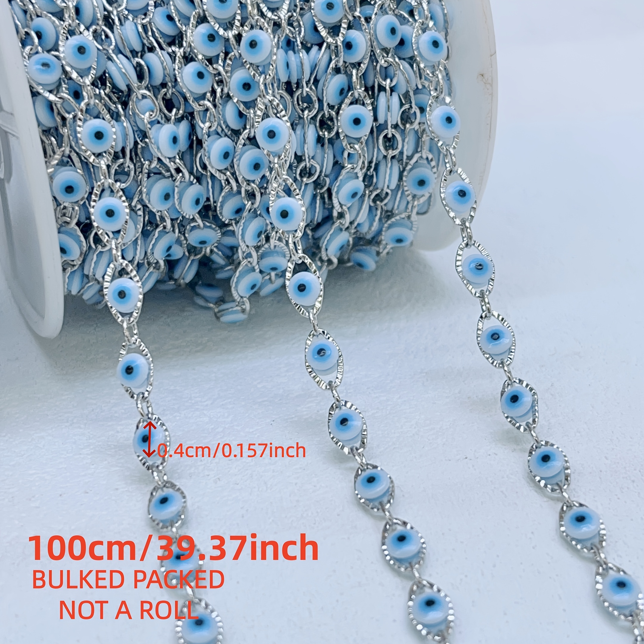 Image of 1meter/39.37inch 4.5mm Evil Eye Bead Chain, Jewelry Findings, Copper Chain, Chain Supplies Women's Jewelry Making Supplies, Jewelry Storage Bag Christmas, Christmas Stocking Fillers, Christmas Gifts