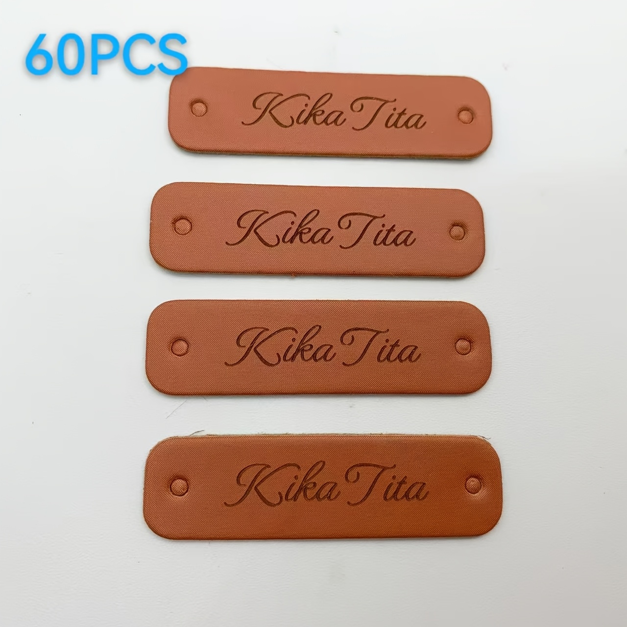 TEMU 30/60/100pcs Customizable Faux Leather Labels - Personalized Blank Tags With 2 Holes For , Gifts, And Packaging - Sturdy Stylish Design For