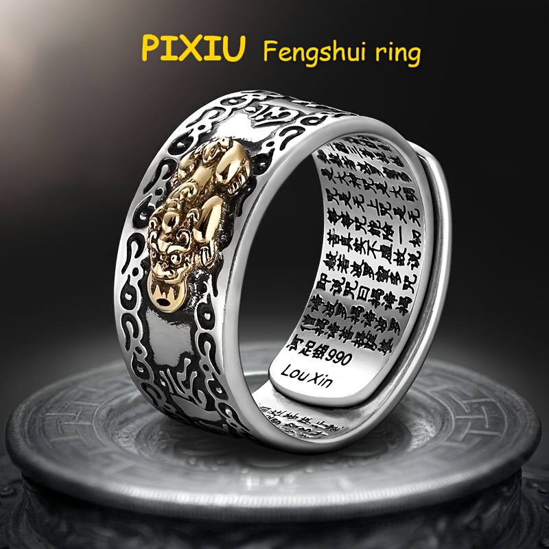 

1 Neutral Shui Ring With Pixiu To Wealth And Off Evil, , Shui Ring 990 Silver Plated, Suitable For Men And Women