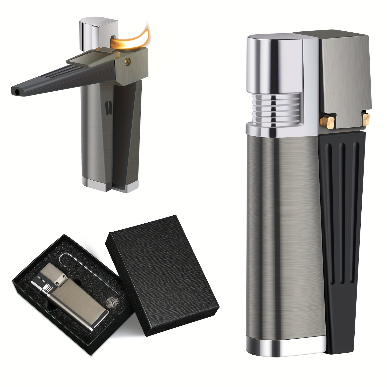 

2pcs Refillable Lighters Multifunctional Metal Lighter Box For Men Male (no Complimentary Gas)