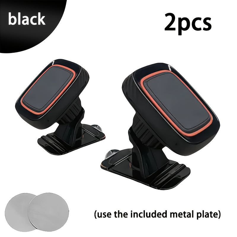 TEMU 2pcs Car Mounted Phone Holder, Car Mounted Magnetic Patch, Car Mounted Fixed Navigation Suction Cup, Universal Multifunctional Car Accessories, 360 Degree Adjustable Rotation