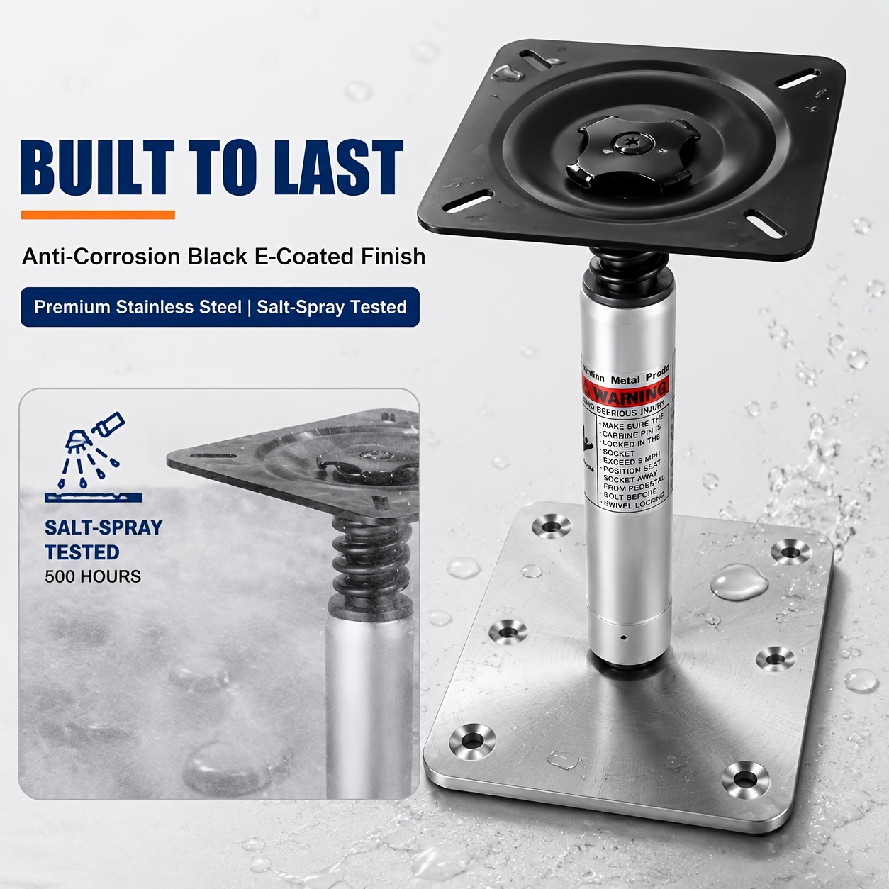 Marine Seat Base Kit with 360° Rotating Mount