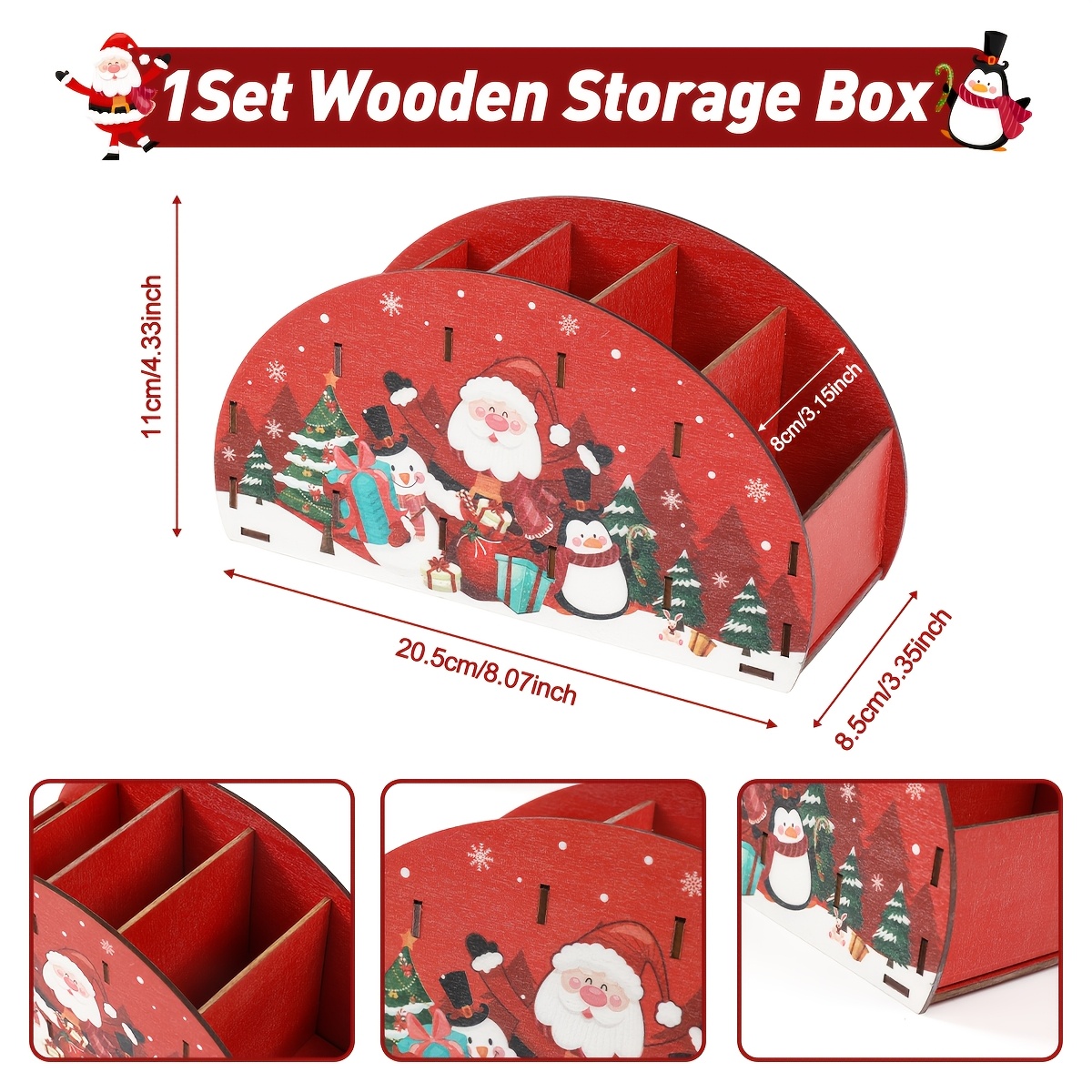 TEMU 1 Set, de Almacenamiento de Navideña, Organizador de Escritorio Navideño Multicompartimento, Soporte de Almacenamiento para Control Remoto de
