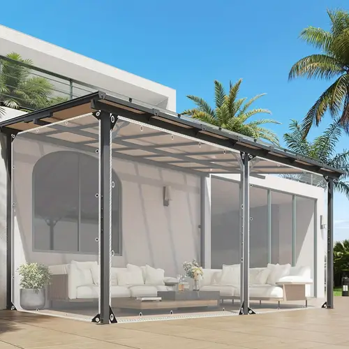 clear tarps heavy duty pe vinyl 20 mil thick tarpaulin glass tarpaulin with metal grommets protects against water tear cold weather for greenhouse balcony garden multiple sizes