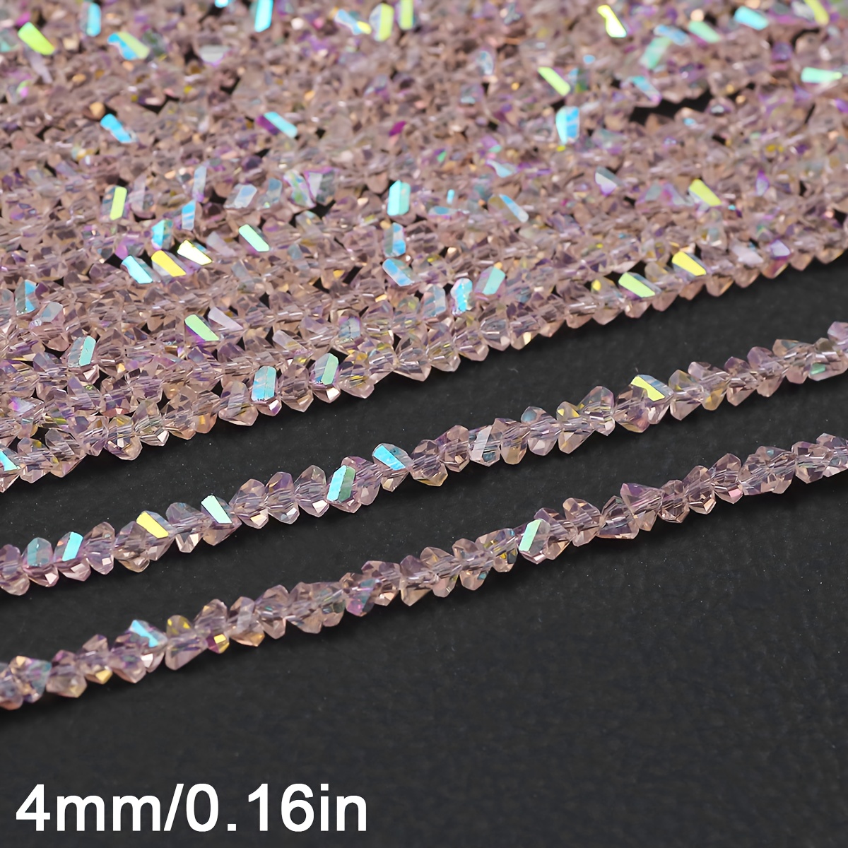 TEMU 4mm . 257.9pcs Pink High-shine Artificial Crystal Triangle Spacer Beads & Assorted Bead Set For Jewelry Making, Diy Bracelets, Necklaces, Phone