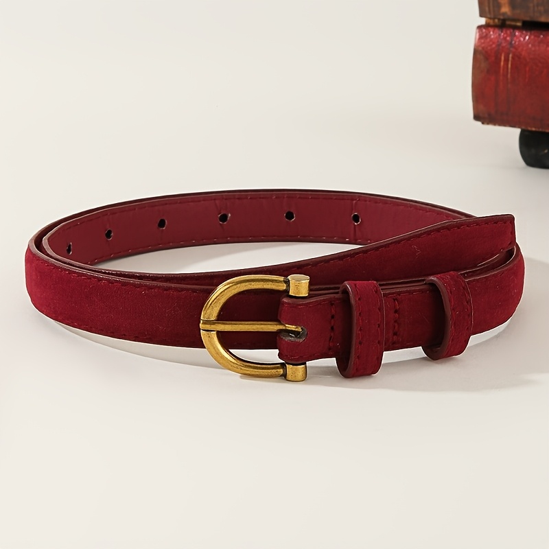 1pc Vintage Red Belt | Casual Y2k Style With Alloy Golden , Ideal For Party And Casual Outfits