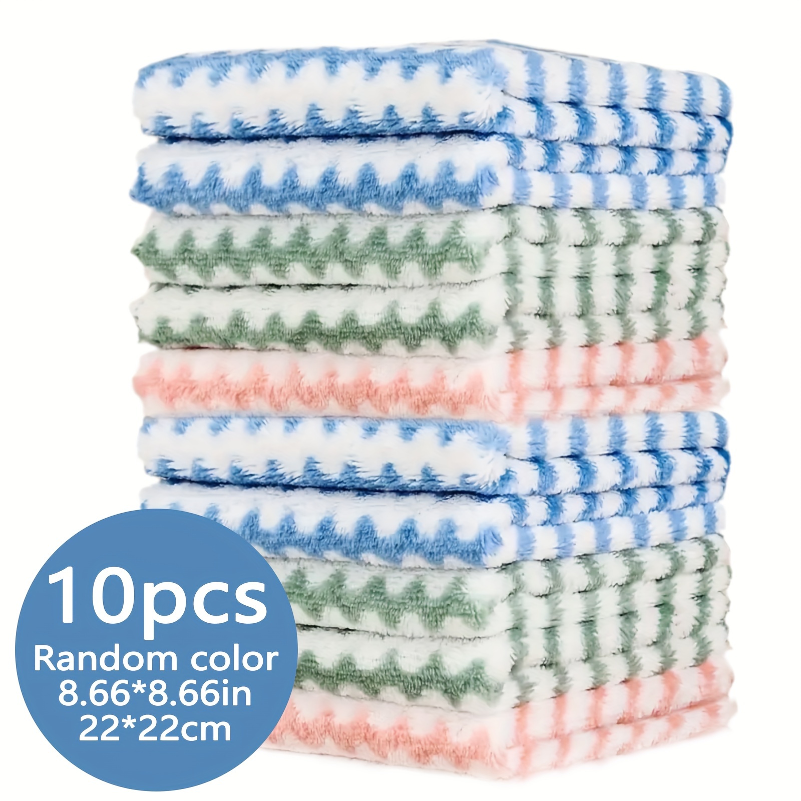 

5/10pcs Microfiber Dish Cloths, Thickened Coral Velvet Cationic Double-sided Dish Towels, Soft Absorbent Towels, Strong Stain Removal, Scouring Pads