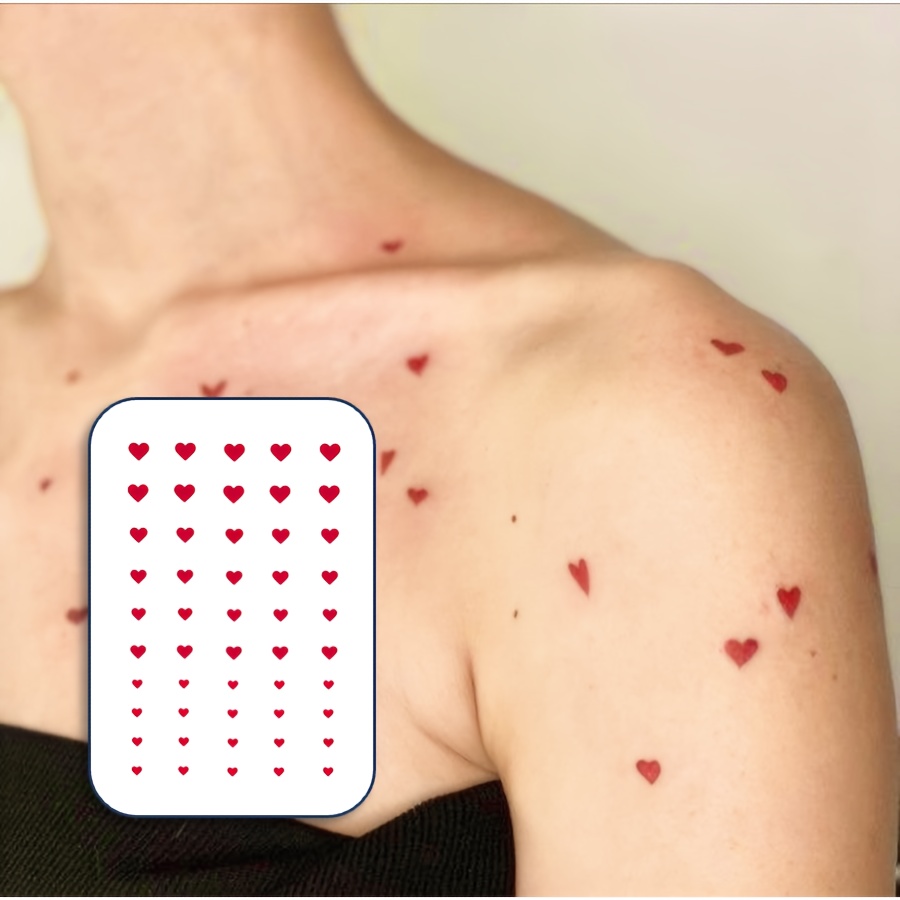 Image of Temporary Tattoos, Fake Tattoos, Waterproof, Authentic Tattoo Look, Heart, Tiny, Colorful, Easy To Apply And, Women, Csx003