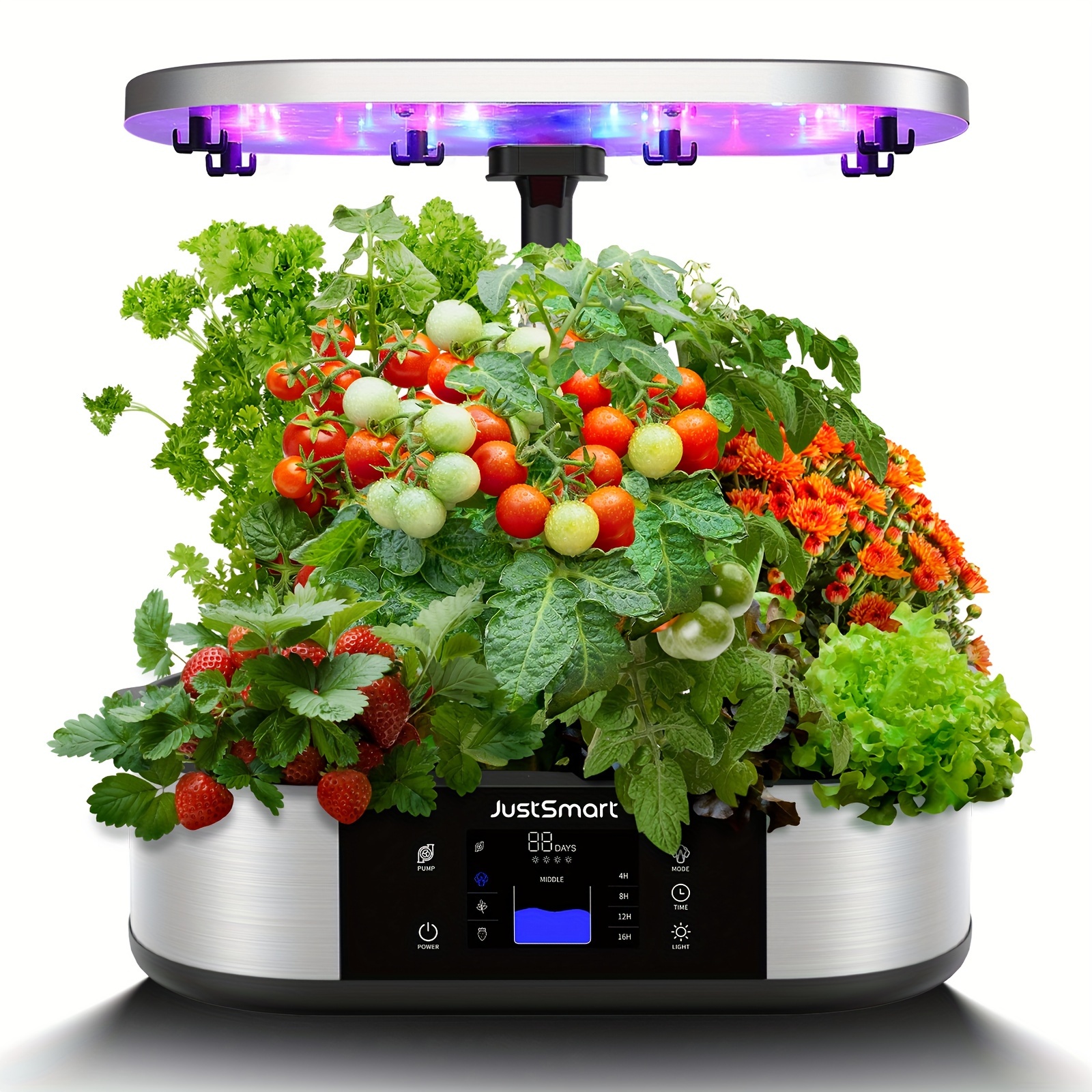 

12 Pods Smart Hydroponics Growing System Indoor Garden, 3 Planting Modes, Up To 30", 120 Led Light, Fixed Hook, Automatic Timer, Silent Pump System For Gardening, Gs1 Lite