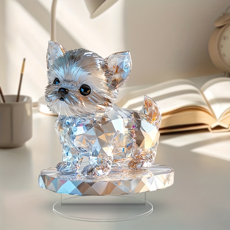 

1pc, Crystal Cute Puppy 2d Flat Acrylic Desktop Ornament, Holiday Gift, Party Decoration, Home And Office Decoration, Suitable For Bedroom, Cafe And Living Room, Perfect Gift For