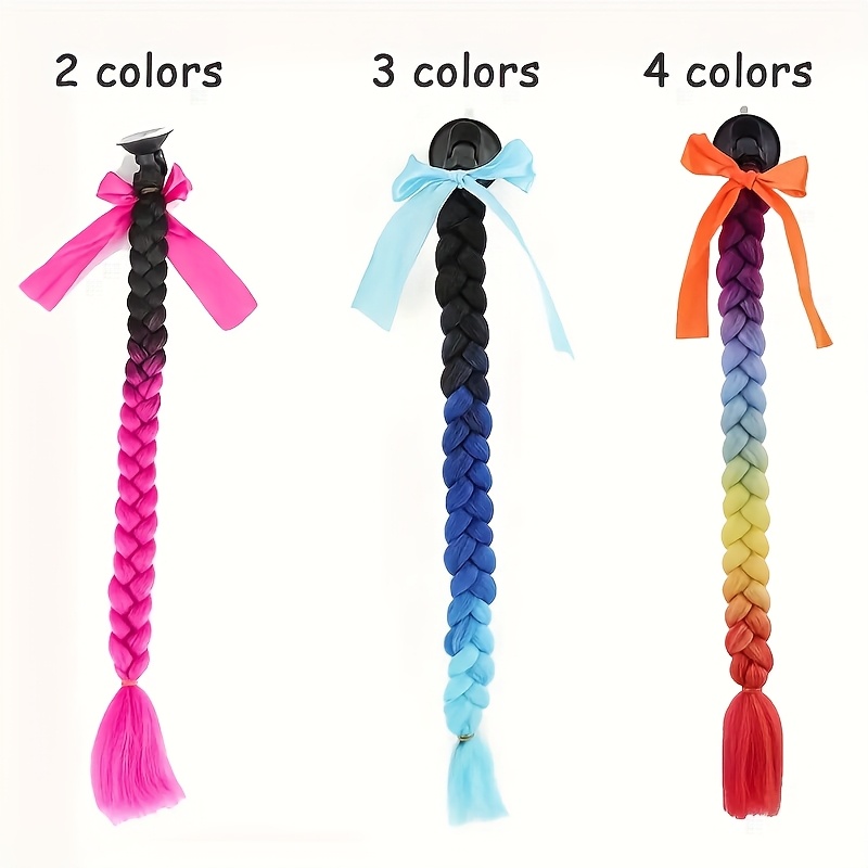 Helm-Pigtails Für Motorradhelm – 50,8 Cm, Ombré-Farben, Saugnapf-Befestigung, Für Helm-Deko