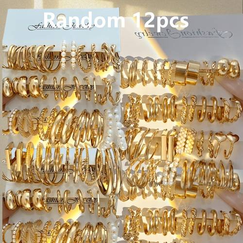 random 12 24 36 48 60pcs vintage tone fashionable large look twisted braided earrings set suitable for daily wear and festive occasions ideal gift for birthdays and anniversaries cost earrings
