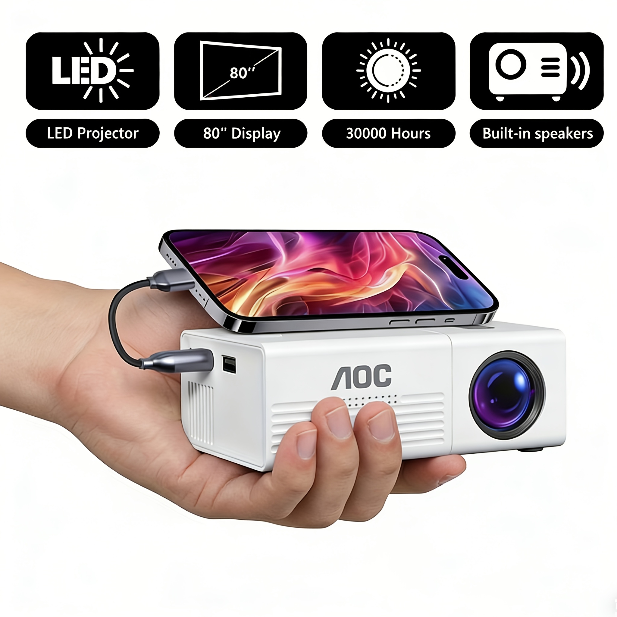 TEMU Pocket Mini Portable Video Projector, Native 240p Resolution, Supports Video Playback, Lcd Screen Same As Smart Tv, Usb Port Available,