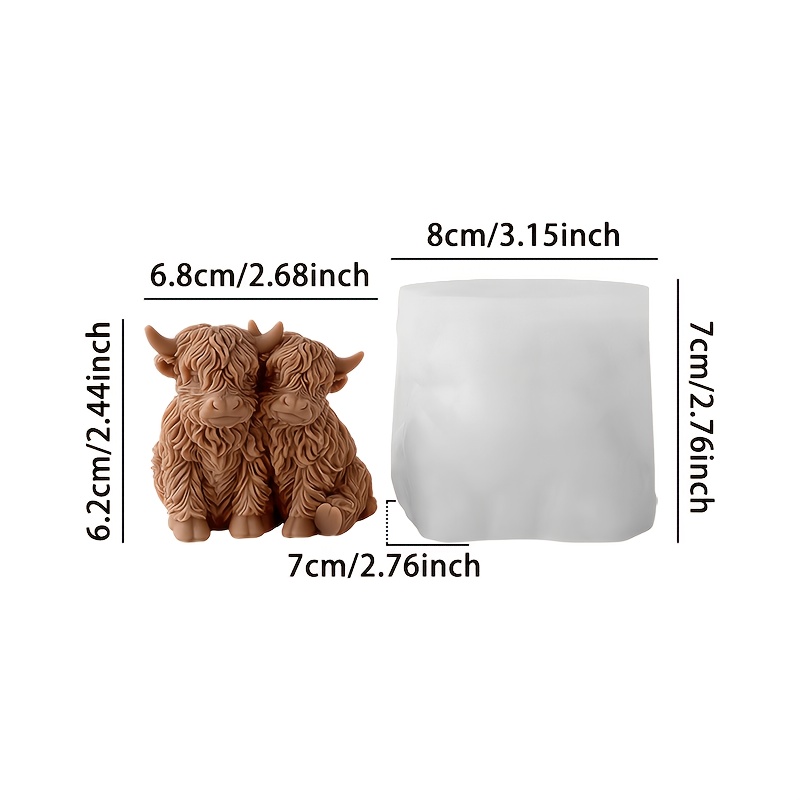 E-shop Kerzenform - 3D Highland Kuh Mutter und Kalb Silikon Kerzenform, Wiederverwendbar für Duftkerzen / Handgemachte Seife / Harz Ornament Formen